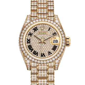 replica Rolex Lady-Datejust Oyster 28 mm Gelbgold und Diamanten Diamantbesetztes Zifferblatt M279458RBR-0001