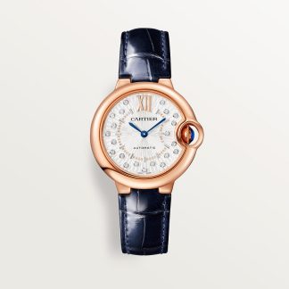replica cartier Ballon Bleu de Cartier Uhr 33 mm Roségold Diamanten Leder CRWGBB0052