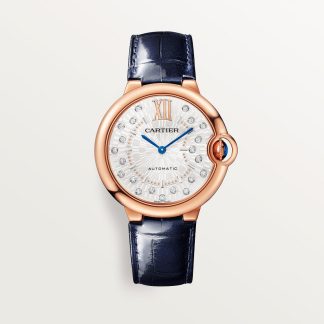 replica cartier Ballon Bleu de Cartier Uhr 36 mm Roségold Diamanten Leder CRWGBB0053
