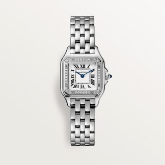 replica cartier Panthère de Cartier Uhr Kleines Modell Quarzwerk Stahl Diamanten CRW4PN0007
