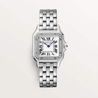 replica cartier Panthère de Cartier Uhr Medium Modell Quarzwerk Stahl Diamanten CRW4PN0008