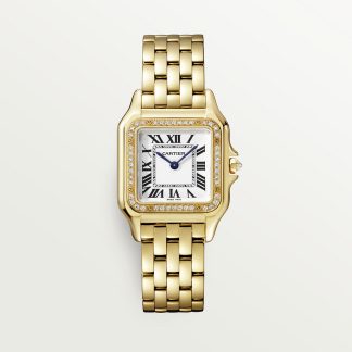 replica cartier Panthère de Cartier Uhr Mittleres Modell Quarzwerk Gelbgold Diamanten CRWJPN0016