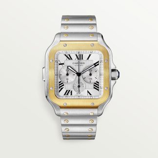 replica cartier Santos de Cartier Chronograph Uhr Extra-großes Modell Gelbgold Stahl - CRW2SA0008