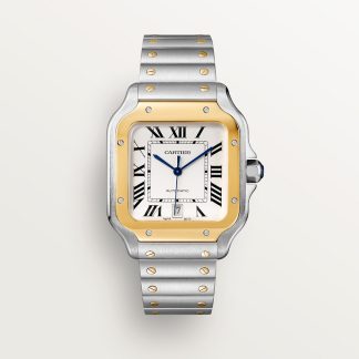 replica cartier Santos de Cartier Uhr Großes Modell Gelbgold Stahl CRW2SA0009