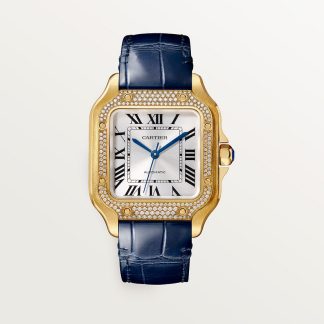 replica cartier Santos de Cartier Uhr Mittleres Modell Gelbgold Diamanten CRWJSA0013