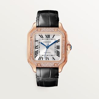 replica cartier Santos de Cartier Uhr Mittleres Modell Roségold Diamanten CRWJSA0012